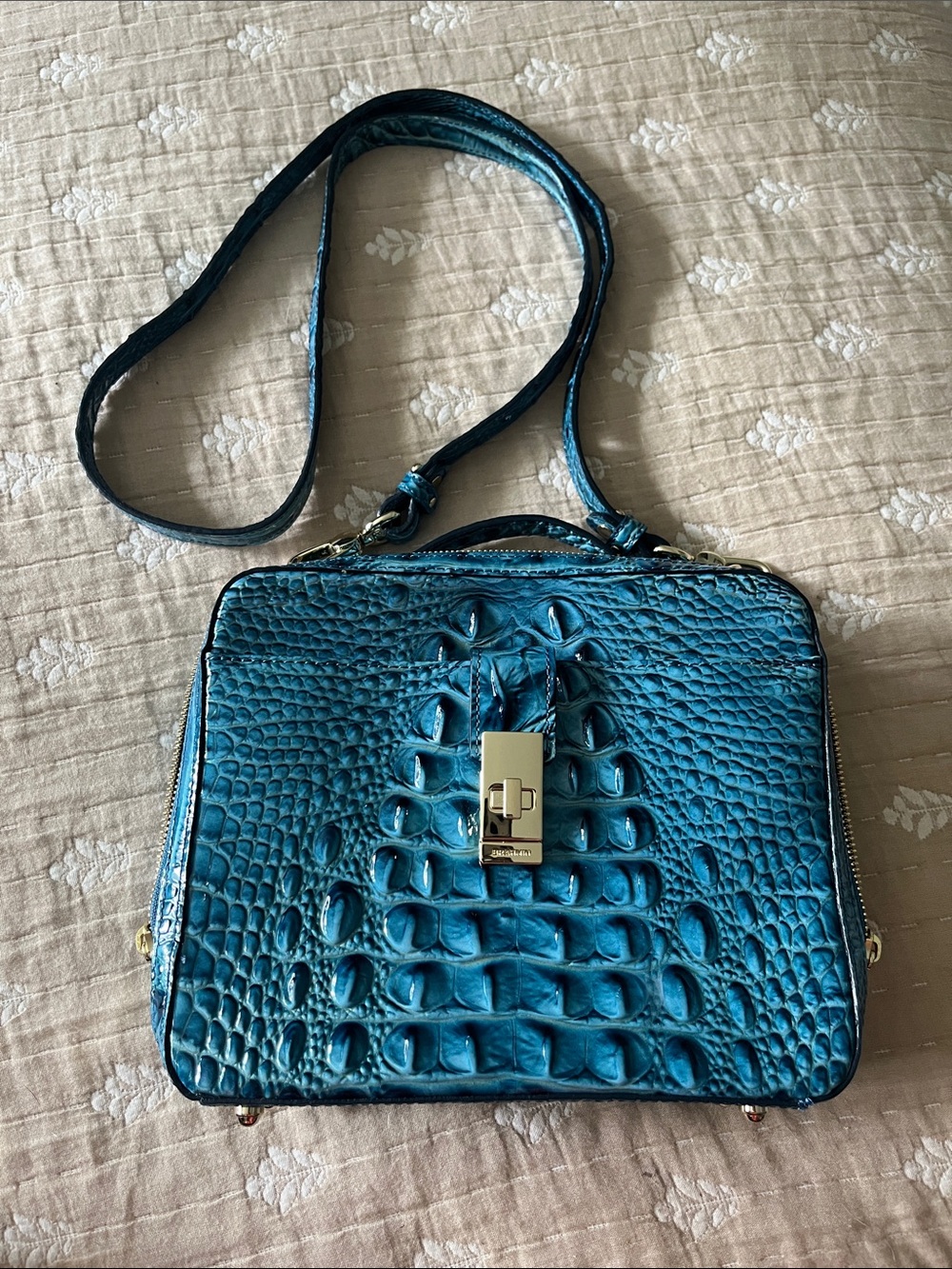 Brahmin Evie Lagoon Melbourne Embossed Leather Crossbody